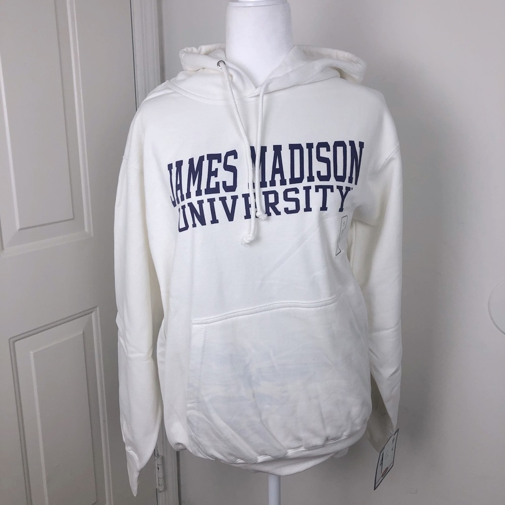 NWT Small White James Madison University JMU Hooded Sweatshirt